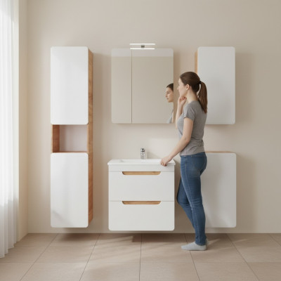 Conception de la salle de bain Mobilier de salle de bain Ensemble de 5 pièces Garde-robe Déco Lavabo