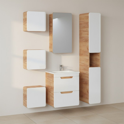 Design Mobilier de salle de bain Salle de bain 6pcs. Ensemble de meubles Placard décoratif Lavabo