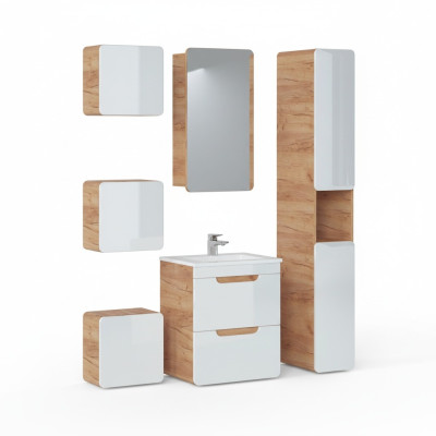 Design Mobilier de salle de bain Salle de bain 6pcs. Ensemble de meubles Placard décoratif Lavabo