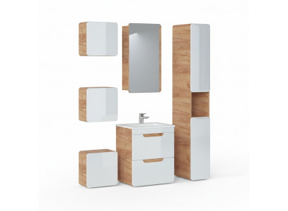 Design Mobilier de salle de bain Salle de bain 6pcs. Ensemble de meubles Placard décoratif Lavabo