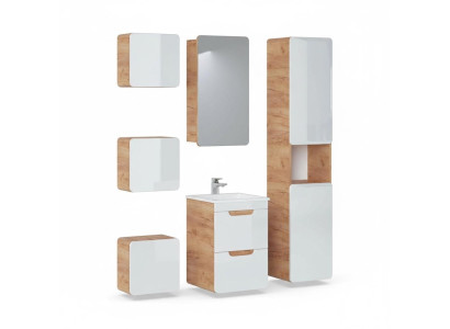 Meuble de salle de bain en bois, ensemble de 6 pièces pour salle de bains, armoire, lavabo