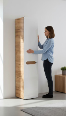Armoire murale Armoire de salle de bain Armoire haute suspendue avec panier à linge