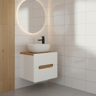 Lavabo lavabo de salle de bain avec bassin d'attachement 60cm armoire de base brillant