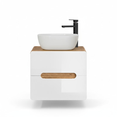Lavabo lavabo de salle de bain avec bassin d'attachement 60cm armoire de base brillant