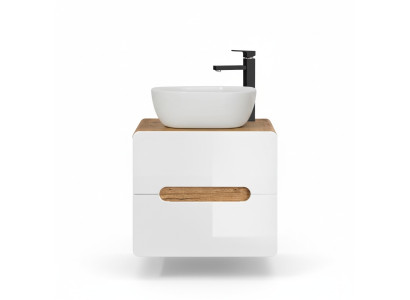 Lavabo lavabo de salle de bain avec bassin d'attachement 60cm armoire de base brillant