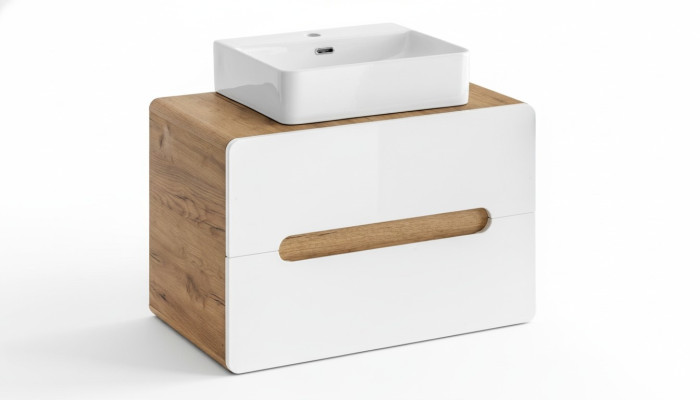Lavabo Salle de bain Lavabo avec vasque attachée 80cm