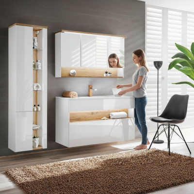Meubles de salle de bain design Ensemble de 3 pièces Armoire Lavabo Éclairage
