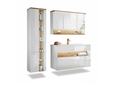 Meubles de salle de bain design Ensemble de 3 pièces Armoire Lavabo Éclairage