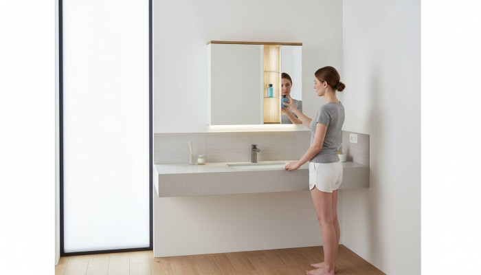 Armoire murale Armoire de salle de bains avec miroir 80 cm LED