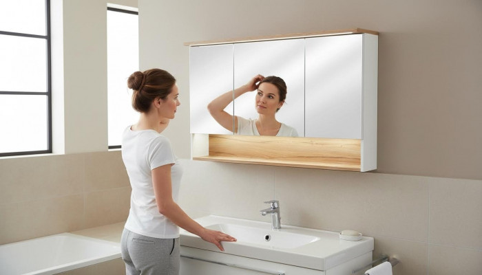 Armoire à glace Armoire murale Armoire de salle de bains avec miroir 120 cm LED