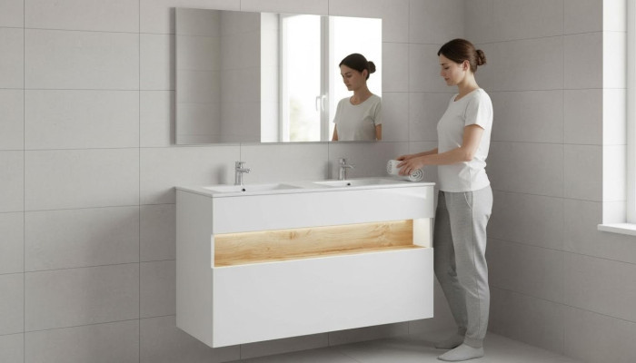 Double lave-mains Meuble sous-lavabo avec vasque de lavabo
