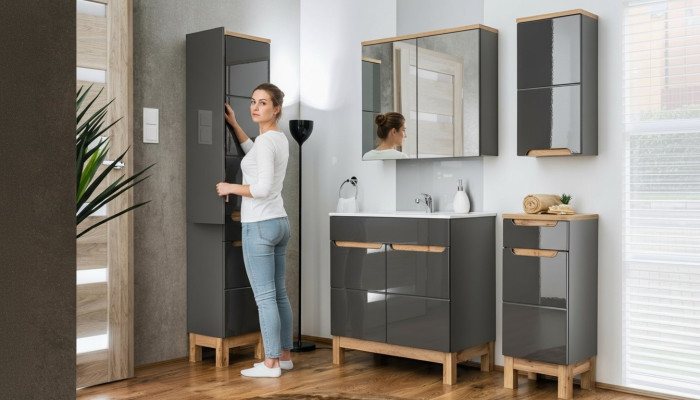 Ensemble de meubles de salle de bain design. Comprenant une armoire, un lavabo et un ensemble de meubles de salle de bain 5 pièces.