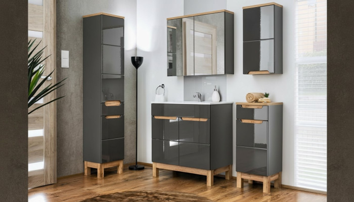 Ensemble de meubles de salle de bain design. Comprenant une armoire, un lavabo et un ensemble de meubles de salle de bain 5 pièces.