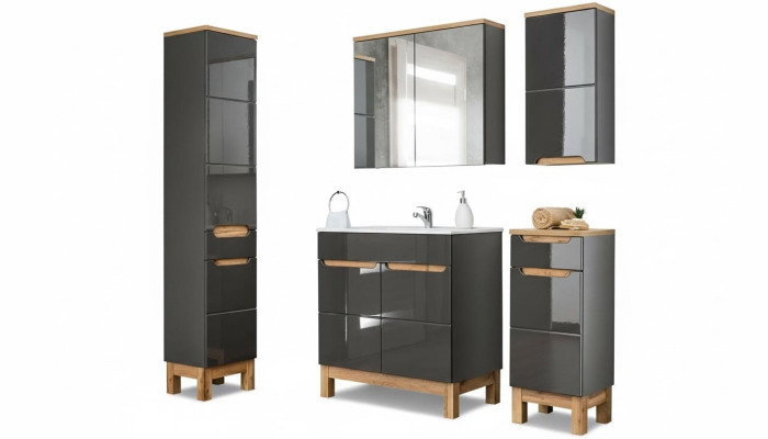 Ensemble de meubles de salle de bain design. Comprenant une armoire, un lavabo et un ensemble de meubles de salle de bain 5 pièces.
