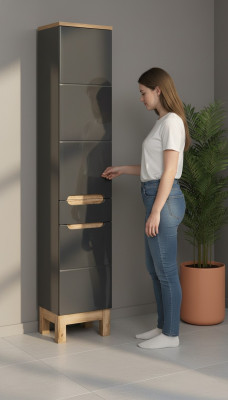 Armoire de toilette haute Étagère Meuble de salle de bain Étagères de meuble de salle de bain