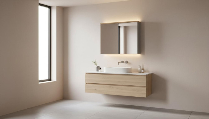 Meuble sous lavabo avec lavabo suspendu 60cm meuble de salle de bain