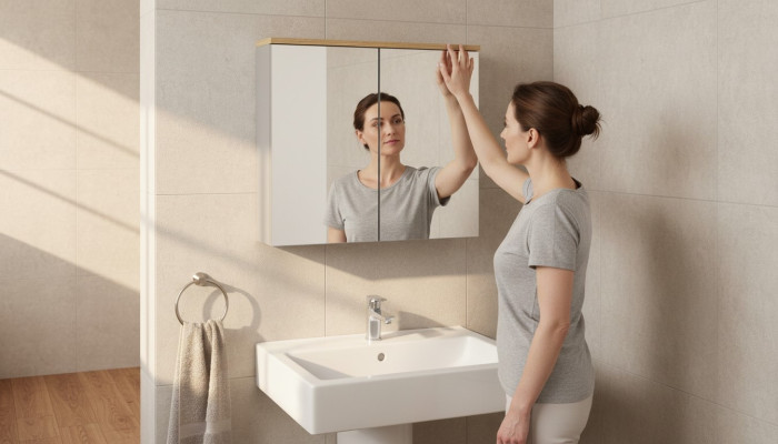 Armoire murale avec miroir, armoire de salle de bain avec miroir 80 cm salle de bain