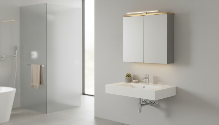 Armoire murale avec miroir, armoire de salle de bain avec miroir 80 cm salle de bain