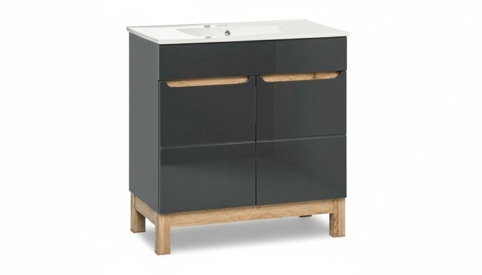 Lavabo gris avec meuble de base Lavabo de haute qualité