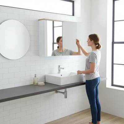 Armoire murale de salle de bain avec miroir 80 cm