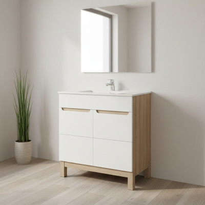 Lavabo blanc avec meuble de base. Lavabo de haute qualité