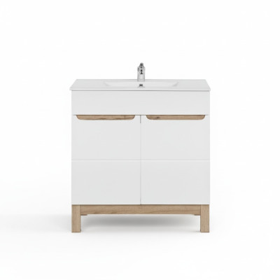 Lavabo blanc avec meuble de base. Lavabo de haute qualité