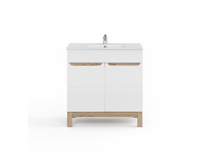Lavabo blanc avec meuble de base. Lavabo de haute qualité