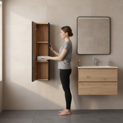 Salle de bain Mobilier de salle de bain Étagère Armoire Marron Armoires Pharmacies Bois