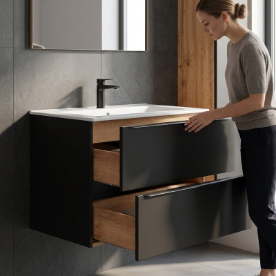 Lavabo de luxe Meuble de base pour lavabo Vasque d'armoire pour lavabo de salle de bain de 80 cm.