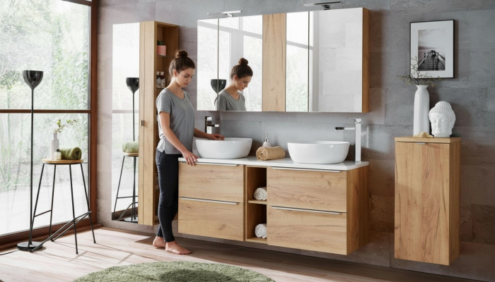 Meuble de salle de bain Design Set de 8 pièces Ensemble Armoire Lavabo