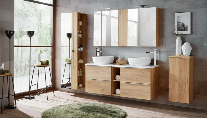 Meuble de salle de bain Design Set de 8 pièces Ensemble Armoire Lavabo