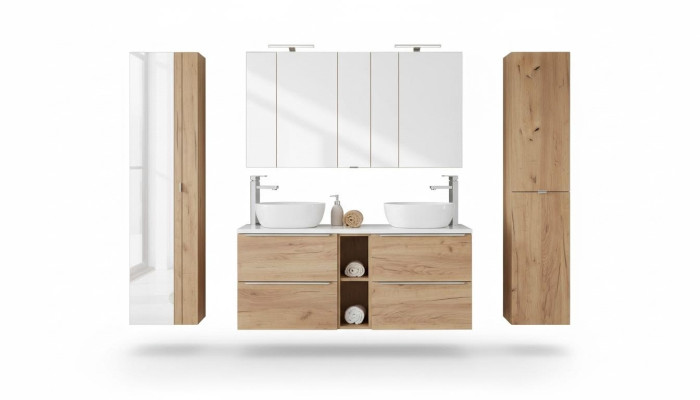 Meuble de salle de bain Design Set de 8 pièces Ensemble Armoire Lavabo