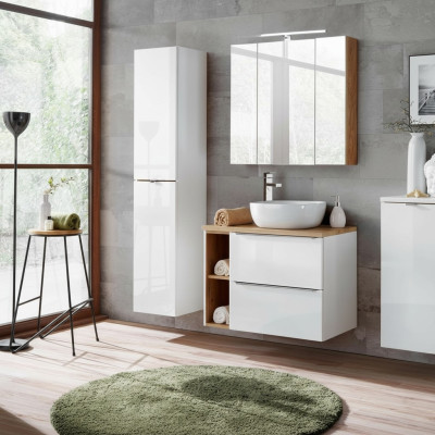 Conception Meubles de Salle de Bain Salle de Bain 5 pcs. Ensemble Suite Armoire Décorative Lavabo