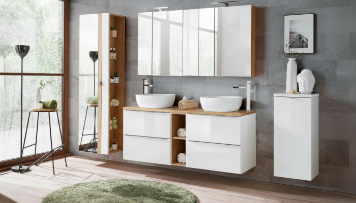 Conception Meubles de Salle de Bain Salle de Bains 8 pièces. Ensemble Armoire Déco Vasque