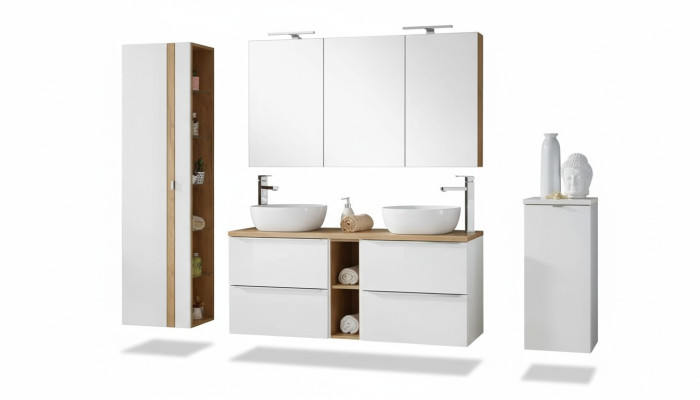 Conception Meubles de Salle de Bain Salle de Bains 8 pièces. Ensemble Armoire Déco Vasque