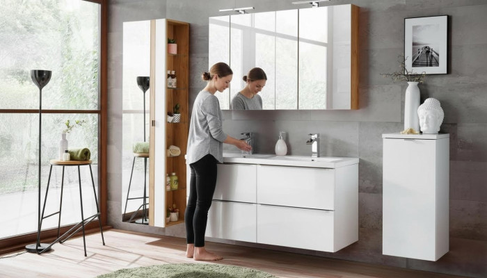 Meuble de salle de bains design 6 pièces. Ensemble de suite Armoire Déco Lavabo