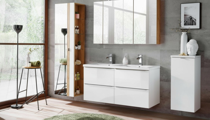 Meuble de salle de bains design 6 pièces. Ensemble de suite Armoire Déco Lavabo