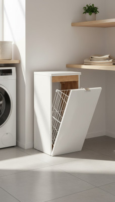 Armoire murale universelle avec étagère décorative et panier à linge pour salle de bains