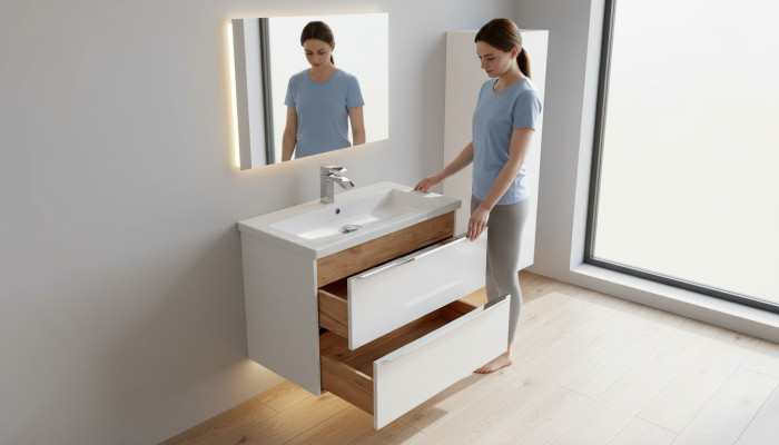 Ensemble de meubles de salle de bain 80cm Lavabo avec meuble sous-vasque Tiroir de lavabo Armoire murale