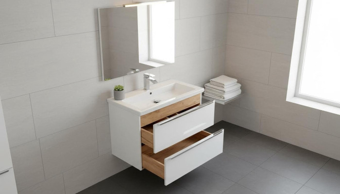 Ensemble de meubles de salle de bain 80cm Lavabo avec meuble sous-vasque Tiroir de lavabo Armoire murale