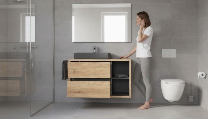 Meuble de base de lavabo avec lavabo suspendu de 100 cm pour salle de bain