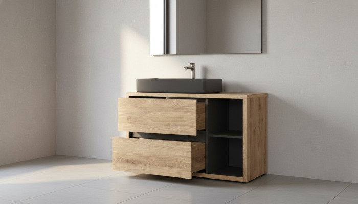 Meuble de base de lavabo avec lavabo suspendu de 100 cm pour salle de bain