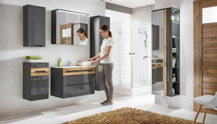 Meubles de salle de bains de conception Ensemble de 6 pièces Salle de bains Armoire Lavabo Éclairage