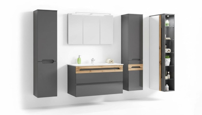 Meubles de salle de bains de conception Ensemble de 6 pièces Salle de bains Armoire Lavabo Éclairage