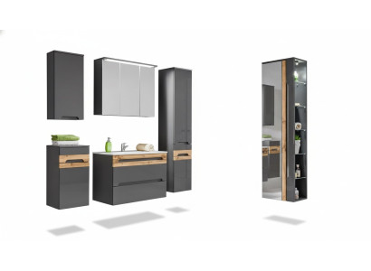 Meuble de salle de bain design 5 pièces. Ensemble de meubles Armoire Lavabo Eclairage