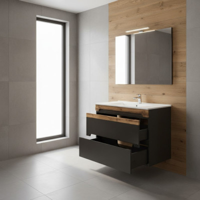 Ensemble de meubles de salle de bain, lavabo de 80 cm avec meuble bas, lavabo décoratif moderne