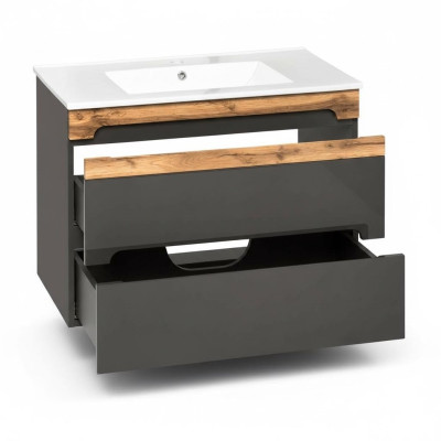 Ensemble de meubles de salle de bain, lavabo de 80 cm avec meuble bas, lavabo décoratif moderne
