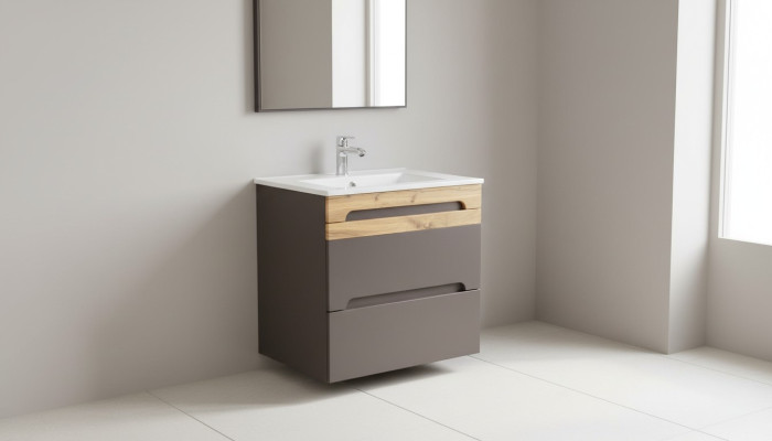Ensemble de meubles de salle de bain de 60 cm avec lavabo décoratif et meuble sous-lavabo moderne.