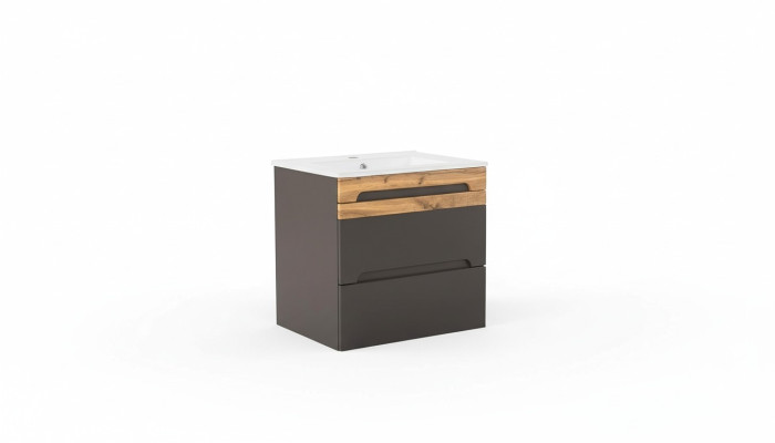 Ensemble de meubles de salle de bain de 60 cm avec lavabo décoratif et meuble sous-lavabo moderne.