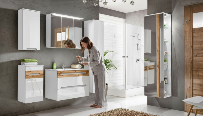 Meuble de salle de bain design 5 pièces. Ensemble Déco Armoire Lavabo